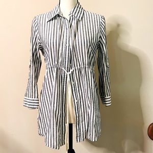Liz Claiborne Striped Button Down Top - Blouse